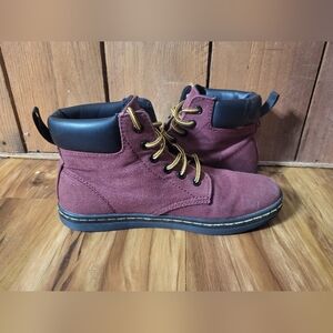 Dr. Martens Maelly Boots Burgundy, Red, Leather Padded Collar Lace up Womens 7
